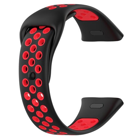 Siliconen sportband - Zwart met rood - Xiaomi Redmi Watch 3