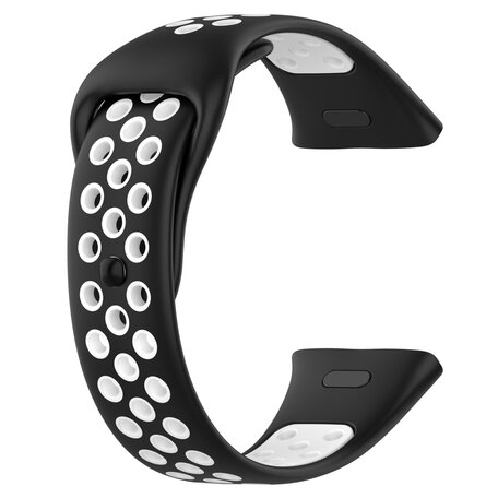 Siliconen sportband - Zwart met wit - Xiaomi Redmi Watch 3