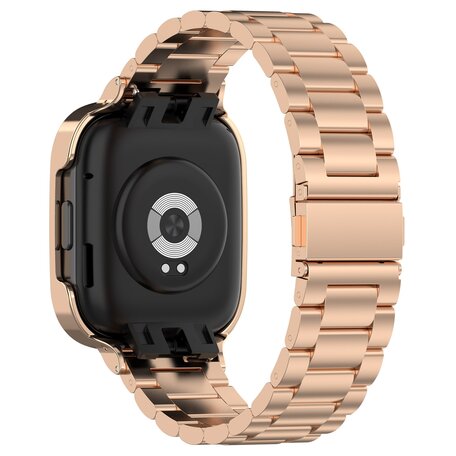 Stalen schakelband met case - Rosé / champagne goud - Xiaomi Redmi Watch 3