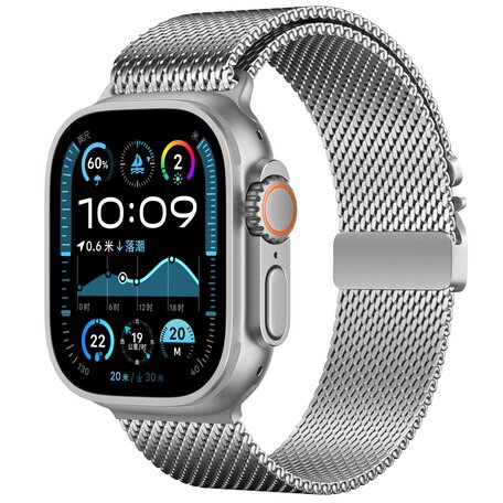 Milanese loop band met parachute-sluiting - Zilver - Geschikt voor Apple Watch 44mm / 45mm / 46mm / 49mm
