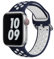 Siliconen sportband met gesp - Blauw + Wit - Geschikt voor Apple Watch 42mm / 44mm / 45mm / 49mm