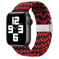 Braided bandje - Zwart / Rood - Geschikt voor Apple Watch 42mm / 44mm / 45mm / 49mm