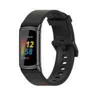 FitBit Charge 5 Extra soft siliconen bandje - Zwart + zwarte connector