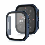 By Qubix Hard case 44mm - Donkerblauw - Geschikt voor Apple Watch 44mm hoesje - screenprotector - Bescherming iWatch - Bescherm hoesje