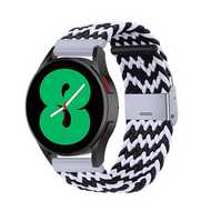 By Qubix Samsung Galaxy Watch 5 Pro bandje - 45mm - Braided bandje - Zwart / wit - Bandbreedte: 20mm Horlogeband smartwatch band bandjes