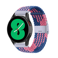 By Qubix Samsung Galaxy Watch 5 Pro bandje - 45mm - Braided bandje - Blauw / roze - Bandbreedte: 20mm Horlogeband smartwatch band bandjes