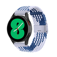 By Qubix Samsung Galaxy Watch Active 2 bandje  - Braided bandje - Blauw / wit - Bandbreedte: 20mm Horlogeband smartwatch band bandjes