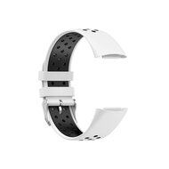 Smartwatchbandjes  FitBit Charge 5 Sportbandje met gesp - Wit / zwart - Tweekleurig - Maat: L - By Qubix Fitbit charge bandje Smartwatchbandjes bandje