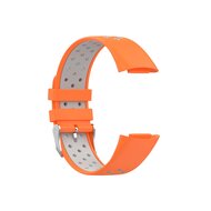 Smartwatchbandjes  FitBit Charge 5 Sportbandje met gesp - Oranje / grijs - Tweekleurig - Maat: L - By Qubix Fitbit charge bandje Smartwatchbandjes