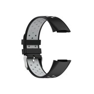 Smartwatchbandjes  FitBit Charge 5 Sportbandje met gesp - Zwart / grijs - Tweekleurig - Maat: L - By Qubix Fitbit charge bandje Smartwatchbandjes