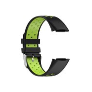 Smartwatchbandjes  FitBit Charge 5 Sportbandje met gesp - Zwart / groen - Tweekleurig - Maat: L - By Qubix Fitbit charge bandje Smartwatchbandjes