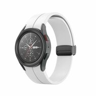 By Qubix Samsung Galaxy Watch 4 bandje - 40mm & 44mm - D-buckle sportbandje - Wit - Bandbreedte: 20mm Horlogeband smartwatch band bandjes