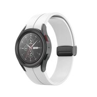 By Qubix Samsung Galaxy Watch 5 Pro bandje - 45mm - D-buckle sportbandje - Wit - Bandbreedte: 20mm Horlogeband smartwatch band bandjes