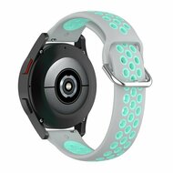 Samsung Galaxy Watch - 46mm - Siliconen sportbandje met gesp - Grijs + turquoise