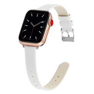 Smartwatchbandjes By Qubix Leren Slim Fit bandje - Wit - Geschikt voor Apple Watch bandje 38mm / 40mm / 41mm leder leren iWatch band Armband Polsband