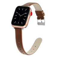 Smartwatchbandjes By Qubix Leren Slim Fit bandje - Bruin - Geschikt voor Apple Watch bandje 42 / 44 / 45 / Ultra / 49mm leder leren iWatch band