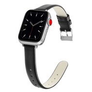 Smartwatchbandjes By Qubix Leren Slim Fit bandje - Zwart - Geschikt voor Apple Watch bandje 42 / 44 / 45 / Ultra / 49mm leder leren iWatch band