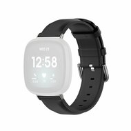 Fitbit Versa 3/4 & Sense 1/2 leren bandje - Zwart