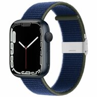 Nylon bandje met klemsluiting - Donkerblauw - Geschikt voor Apple Watch 42mm / 44mm / 45mm / 49mm