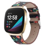 Fitbit Versa 3/4 & Sense 1/2 leren bandje - Bloemenprint