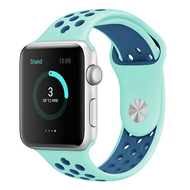 Sportbandje - Maat: M/L - Blauw + Groen - Geschikt voor Apple Watch 42mm / 44mm / 45mm / 49mm