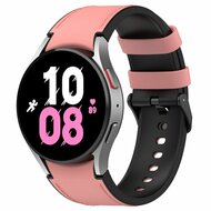 Samsung Galaxy Watch 5 - 40mm & 44mm - Maat: large - leer + siliconen bandje - Roze