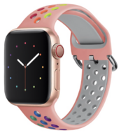 Siliconen sportband met gesp - Roze + Multicolor - Geschikt voor Apple Watch 38mm / 40mm / 41mm