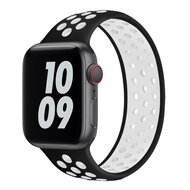 Solo Loop Sportbandje - Maat: M - Zwart + Wit - Geschikt voor Apple Watch 38mm / 40mm / 41mm