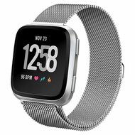 Fitbit Versa 1 / 2 & Lite milanese bandje - Maat: Large - Zilver