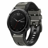 leer + siliconen bandje - Grijs - Garmin Forerunner 745 / 935 / 945 / 955