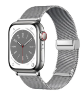 Milanese bandje met vouwbare magneetsluiting - Zilver - Geschikt voor Apple Watch 38mm / 40mm / 41mm