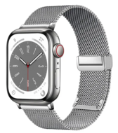 Milanese bandje met vouwbare magneetsluiting - Zilver - Geschikt voor Apple Watch 42mm / 44mm / 45mm / 49mm