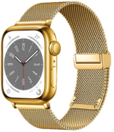 Milanese bandje met vouwbare magneetsluiting - Goud - Geschikt voor Apple Watch 38mm / 40mm / 41mm