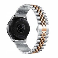 By Qubix Stalen band - Zilver - rosé goud - Samsung Galaxy Watch bandje - 42mm - Bandbreedte: 20mm Horlogeband smartwatchbandje bandjes