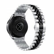 By Qubix Stalen band - Zilver - zwart - Samsung Galaxy Watch 4 Classic - 42mm & 46mm - Bandbreedte: 20mm