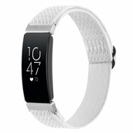 Compatible FitBit Inspire 2 Elastische solo loop nylon bandje - Wit - By Qubix - Smartwatchbandje - siliconen sport bandje iWatch band Armband