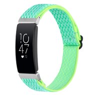 Compatible FitBit Inspire 2 Elastische solo loop nylon bandje - Mint groen - By Qubix - Smartwatchbandje - siliconen sport bandje iWatch band Armband