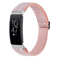 Compatible FitBit Inspire 2 Elastische solo loop nylon bandje - Roze - By Qubix - Smartwatchbandje - siliconen sport bandje iWatch band Armband