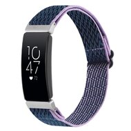 Compatible FitBit Inspire 2 Elastische solo loop nylon bandje - Donkerblauw met paars - By Qubix - Smartwatchbandje - siliconen sport bandje iWatch