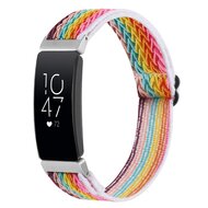 Compatible FitBit Inspire 2 Elastische solo loop nylon bandje - Multicolor - By Qubix - Smartwatchbandje - siliconen sport bandje iWatch band Armband