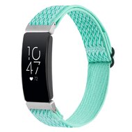 Compatible FitBit Inspire 2 Elastische solo loop nylon bandje - Turquoise - By Qubix - Smartwatchbandje - siliconen sport bandje iWatch band Armband