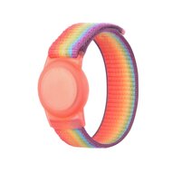 AirTag nylon loop bandje - S/M - Regenboog - Geschikt voor kinderen