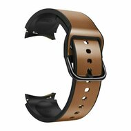 2 in 1 siliconen/ leren bandje - Bruin - Samsung Galaxy Watch 6 Classic - 47mm & 43mm