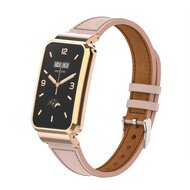 Classic leren bandje met case - Roze - Xiaomi Smart band 7 Pro