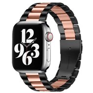 Stalen schakelband - Zwart met rosé goud - Geschikt voor Apple watch 42mm / 44mm / 45mm / 49mm