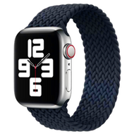 Braided Solo Loop nylon bandje - Maat: S - Donkerblauw - Geschikt voor Apple Watch 44mm / 45mm / 46mm / 49mm