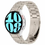 Stalen band met aansluitknop - Titanium kleur - Samsung Galaxy Watch 6 Classic - 47mm & 43mm