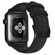 Luxe Echt Lederen bandje - Zwart - Geschikt voor Apple Watch 44mm / 45mm / 46mm / 49mm