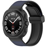 Hybrid leer + siliconen band - Donkerblauw - Samsung Galaxy Watch Ultra 47mm