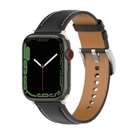 Luxe leren bandje - Zwart - Geschikt voor Apple Watch 44mm / 45mm / 46mm / 49mm